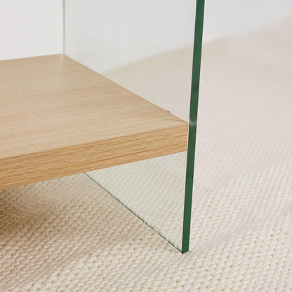 Console Table 2-Tier Rectangle Entry Desk Wood Shelf Glass Leg 32-inch