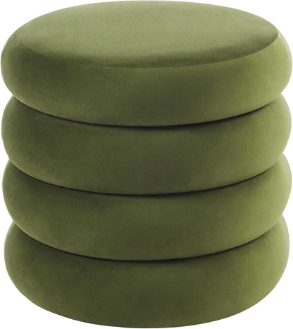 Flouki 19.5" Storage Ottoman Round, Vanity Stools for Bedroom, Velvet Pouf Ottoman with Removable Lid, Modern Ottomam Stool for Girls Women, Foot Stool for Living Room, Green