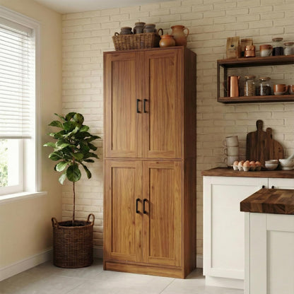 DIYART 71" Tall Kitchen Pantry Cabinet, Freestanding Food Storage Organizer with Doors & Adjustable Shelves, Large Utility Hutch Cupboard for Dining Room, Kitchen & Home Office, Rustic Brown
