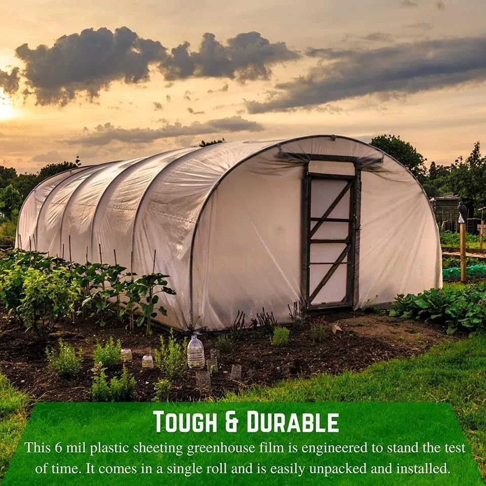 Farm Plastic Supply - 4 Year Clear 6 mil Greenhouse Plastic Sheeting - Clear Sheeting, Polyethylene Film, Transparent Plastic Film for Greenhouse (42' x 50')