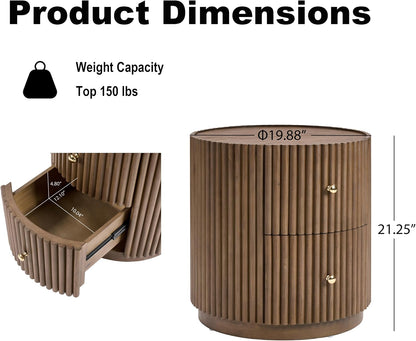 Christopher Knight Home Amano Modern Coffee Table Set of 2, Wooden Round Side Table and Coffee Table Set, Living Room Center Table Set, Walnut