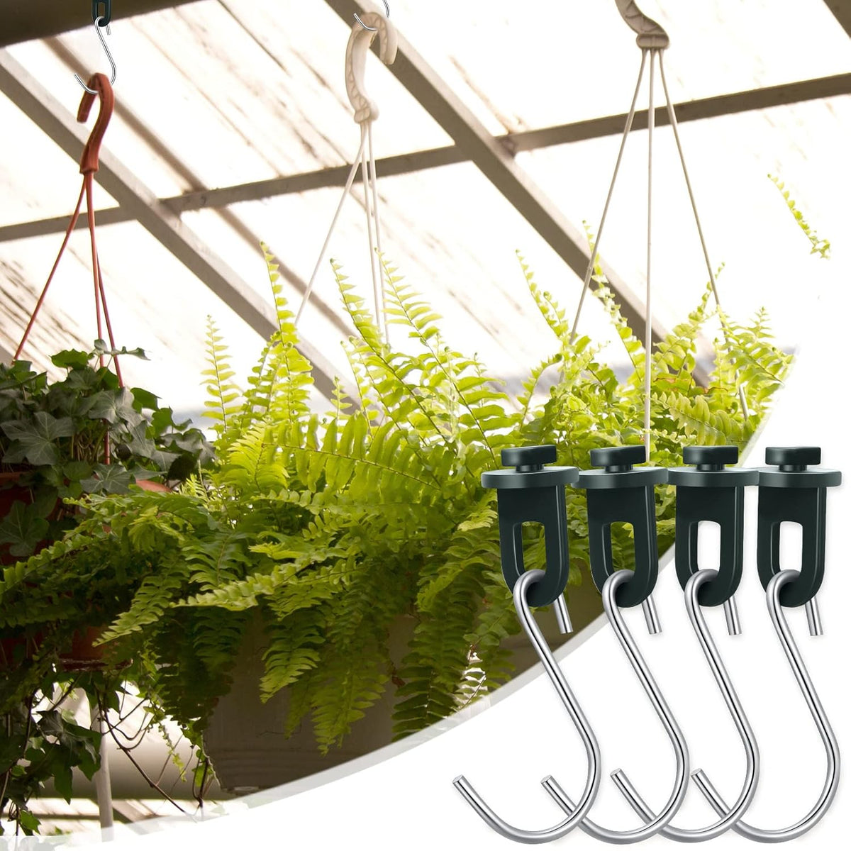 Ripeng 100 Pieces Greenhouse Hooks Hanger Twist Clips Greenhouse Fixing Clips with Stainless Steel S Hooks for Outdoor Garden Hanging Plants Plastic Insulation Netting Shading
