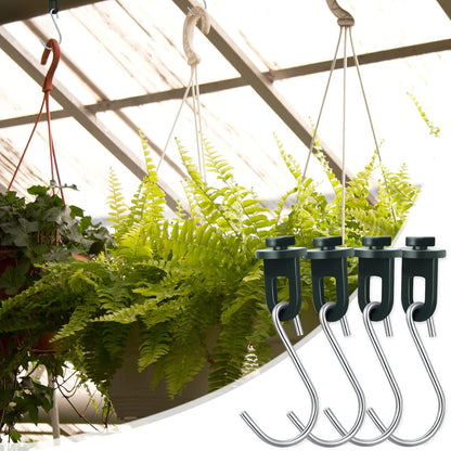 Ripeng 100 Pieces Greenhouse Hooks Hanger Twist Clips Greenhouse Fixing Clips with Stainless Steel S Hooks for Outdoor Garden Hanging Plants Plastic Insulation Netting Shading