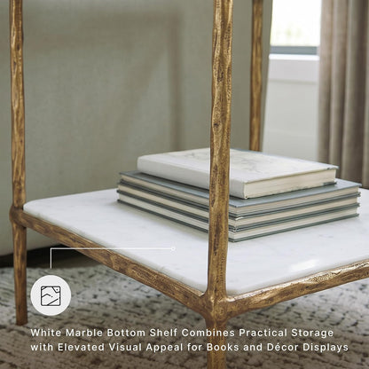 Signature Design by Ashley Ryandale Square End Table, Brass Glass & Marble