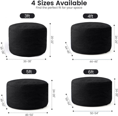 Bean Bag Chairs for Teens, 3FT Bean Bag with Memory Foam Filling, Bean Bag Chairs with Plush Microfiber Removable Cover, Cozy Sofa for Reading, Gaming- Black