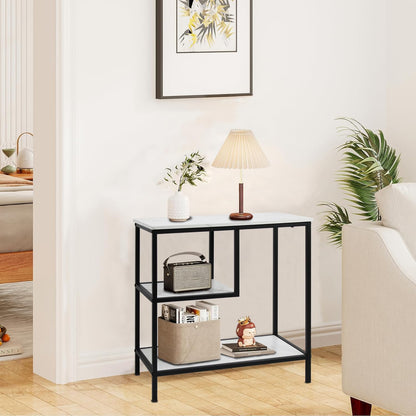 AT-VALY End Table Set of 2, 3-Tier Small End Table, Nightstand for Living Room, Bedroom, Office, Bathroom (Black)