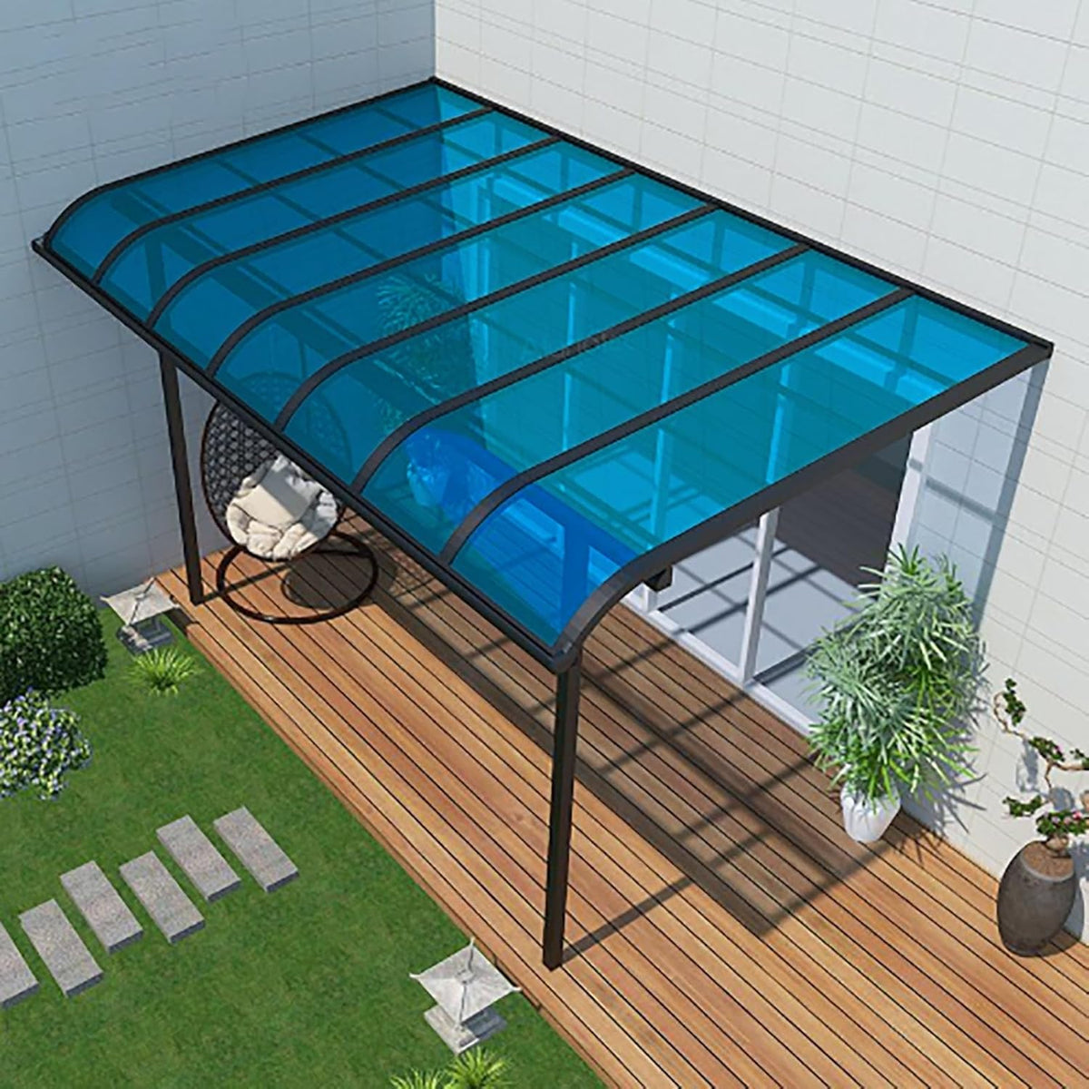 Daylighting Roof Panels Outdoor Sunshade Canopy Panels Greenhouse Panels Not Easy to Deform Easy to Assemble for Outdoor Shed Panels.(Blue,2x29.5ft)