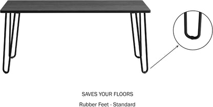 Lavish Home Small Space Coffee Table with Hairpin Legs – Minimalist Industrial Living Room Table with Woodgrain-Look Top and Steel Legs (Black)