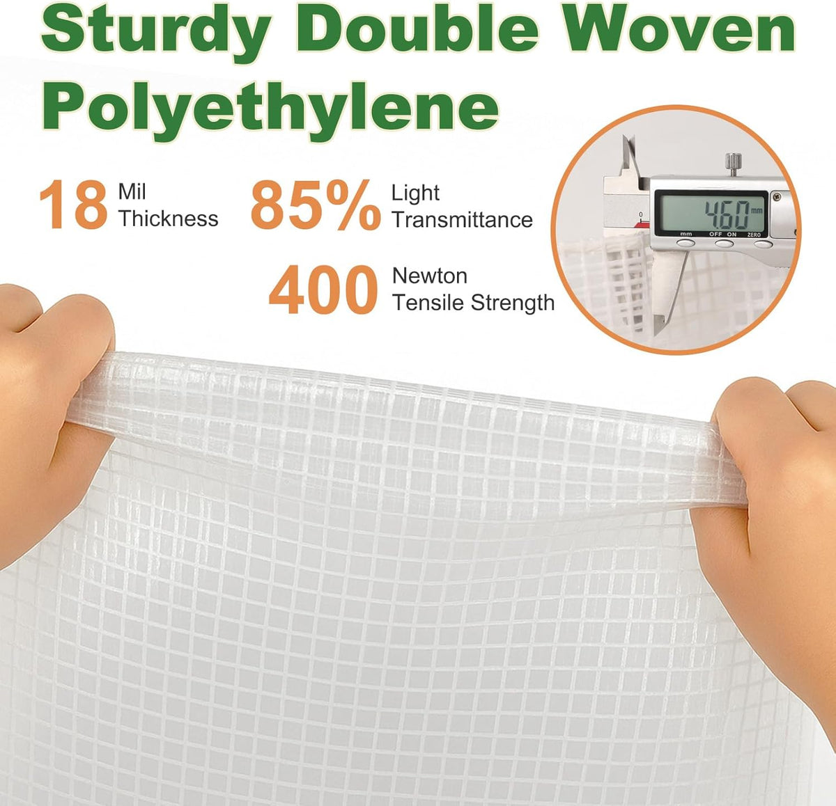 18 Mil Greenhouse Cover, 20x26 FT Clear Heavy Duty Greenhouse Tarp, UV Resistant Waterproof Green House Plastic Covering with Grommets for Garden, Farms, Nursery