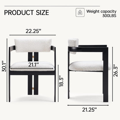 Morden Fort Boucle Dining Chair Set of 4, Upholstered Kitchen Chairs with Metal Frame & Round Back, Barrel Side Chair for Dining Room, Kitchen, Living Room, Apartments