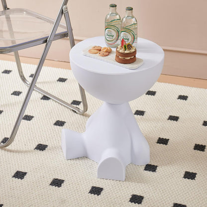 Circle Side Table, Round Modern End Table, Waterproof & Durable, Small Coffee Table for Living Room, Bedroom, Bedside, Versatile Accent Table - White