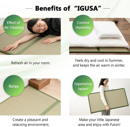 EMOOR Japanese Tatami Mat Twin Natural Rush Grass (Undyed), Foldable Igusa Mattress Floor Sleeping Japanese Futon Mattress Meditation Yoga Zen