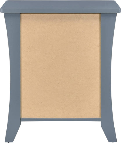 Grey Nightstand with 2 Drawers and Open Shelving,for Small Spaces