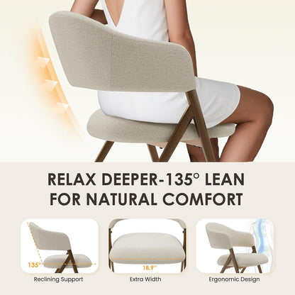 COLAMY Dining Chairs Set of 4, Modern Upholstered Dining Room Kitchen Chairs with Iron Legs, Open Back and Padded Seat, for Living Room/Restaurant/Cafe, Beige