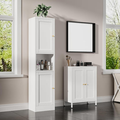 Bevivog Slim Kitchen Pantry Cabinet for Small Space, 67" Tall Narrow Storage Cabinets with Hutch and 3 Adjustable Shelves, Freestanding Tall Slim Bathroom Storage Cabinet