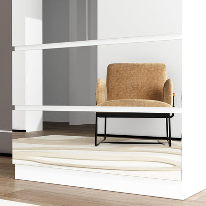 FUFU&GAGA Wardrobe with Mirror Door & Drawers, White Mirror Wardrobe Closet