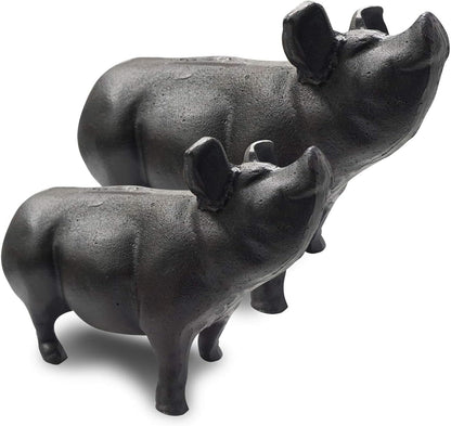NACH Cast Iron Pig Door Stop/Decorative Statues, Black Pig Gum Stopper, Rustic - 12.6x4.9x7.9 inches, JS-90-7132