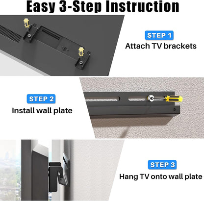 KAMIWI 1.2" Ultra Slim Fixed TV Wall Mount for 12-55 Inch TVs up to 100lbs | Low-Profile Flush TV Mount, Universal TV Wall Bracket, Fits 16"/24" Wood Stud, Max VESA 400 x 400 mm, Easy Installation