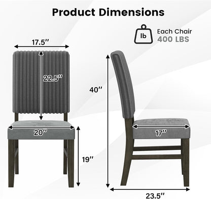 Giantex Dining Chairs Set of 2, Mid-Century Velvet Fabric Upholstered Chairs with Rubber Wood Legs, Thick Padded Seat, High Back, Modern Side Armless Chairs for Kitchen Living Dining Room