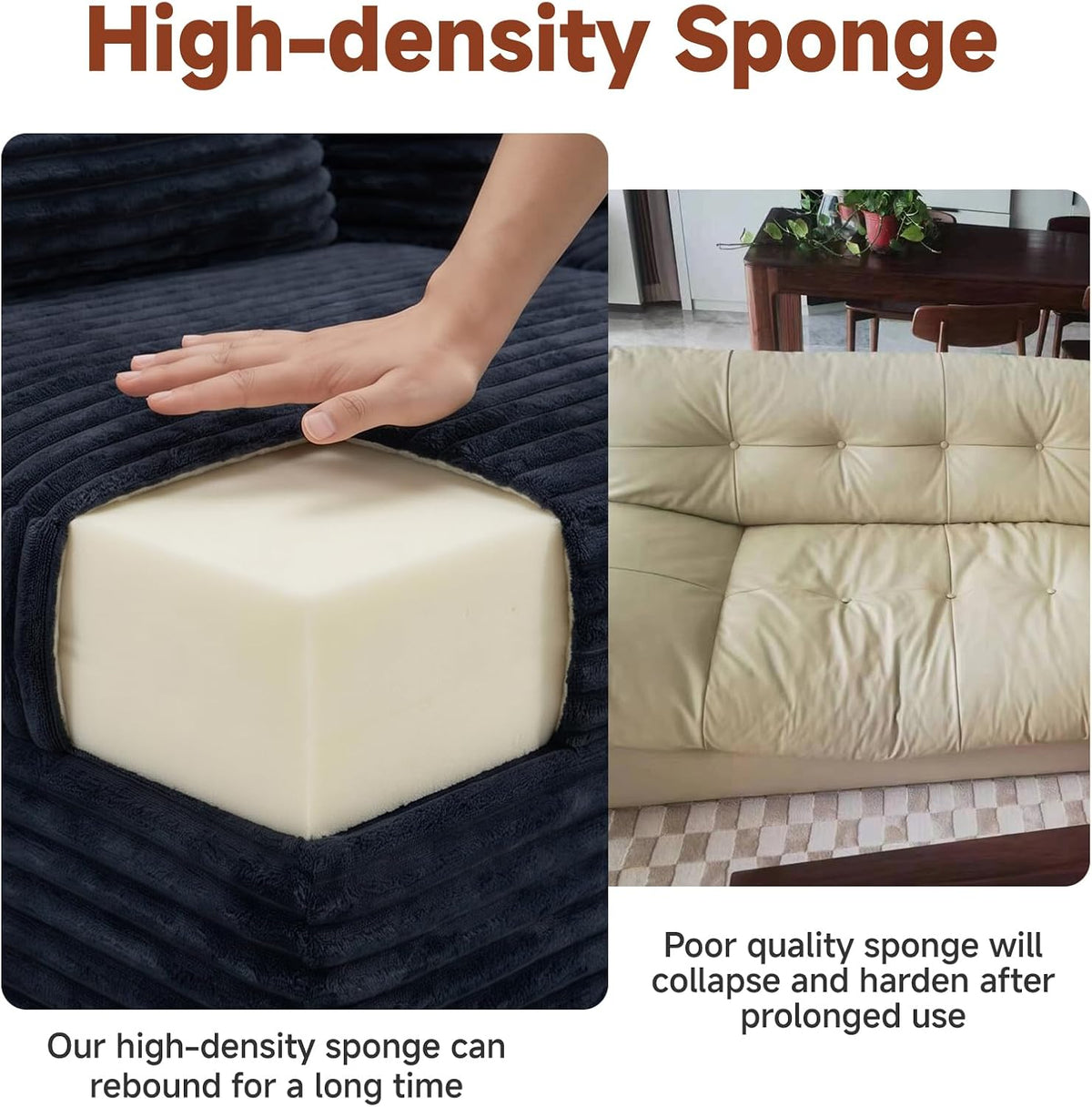 Couch ≈103" L-Shaped Sofa, Modular Sofa in Living Room Comfy Corduroy Fluffy Couch with Deep Seat and Side Pockets, Flexible Module Combination for Living Room (Black, 103IN)