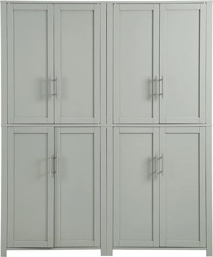 Crosley Furniture Savannah 2-Piece Pantry Storage Cabinet Set with Shelves, Kitchen, Dining, or Laundry Room, Gray
