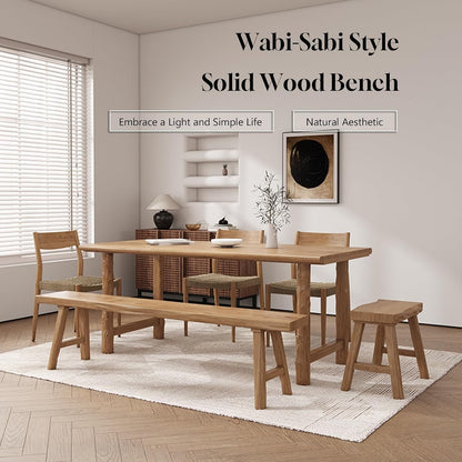 Farmhouse Wooden Bench, Long Rustic Indoor Storage Bench for Entryway, Narrow Bench Slim Vintage Bench Living Room, Dining Room, Solid Wood Construction, Original Wood(120cm/47.2inch Natural edge)