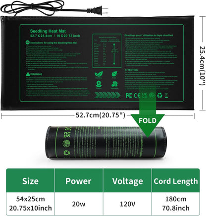 Seedling Heat Mat Durable Waterproof Plant Heating Pad 10"x 20.75" for Germination, Indoor Gardening, Greenhouse