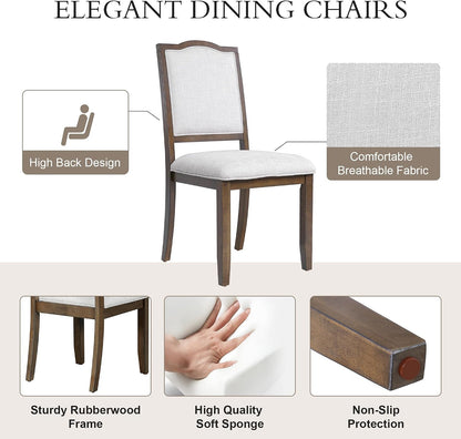 6-Piece Dining Table Set, 60inch to 78inch Extendable Wood Dining Table with Removable Leaf, Kitchen Table Set with 4 Upholstered Side Chair and Bench, Dining Table Set for 6 (Brown)