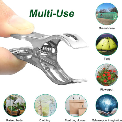 40 Pcs 2.3 Inch Row Cover Clips, Garden Clips for Netting, Greenhouse Clamps Made of Stainless Steel, Have a Strong Grip of Greenhouse Clips, For 1/2'', 3/4'', 1'' Garden Hoops
