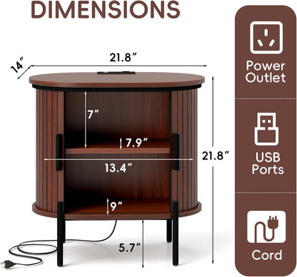 Simore Sideboard Buffet Cabinet with Storage, 47.2" W x 32''H Fluted Storage Cabinets with Sliding Doors, Entryway Sideboards Cabinet for Living Room Kitchen, Oak