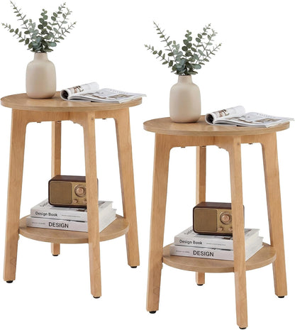 DUMOS Small Round End Tables Set of 2 for Living Room, Small Spaces