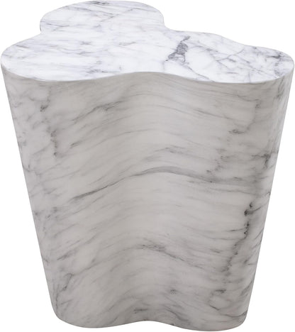 First of a Kind Tall Side Table in White Marble Concrete