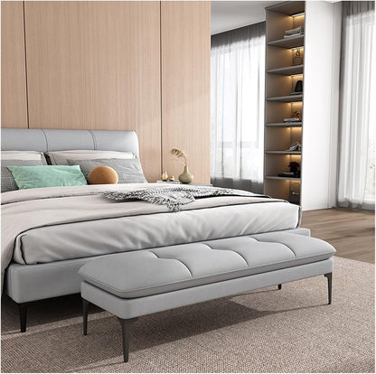 Modern Upholstered Bedroom Benches, Room Footrest Stool with Metal Legs for Entryway Dining End of Bed Entryway(Orange,120 * 40 * 40cm)