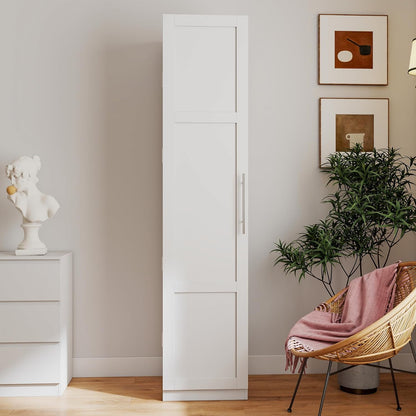 70.87" Narrow Kitchen Pantry Cabinet, Freestanding Buffet Cupboard with 6 Door Shelves & Adjustable Shelves, 6-Tier Slim Storage Organizer for Kitchen, Living Room, Dining Room, White