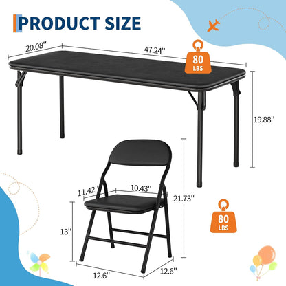 Garvee 5-Piece Folding Table and Chairs for Boys and Girls | Children Activity Table and Chairs Set with 1 Table & 4 Chairs, Suitable for Daycare, Classrooms and Dining Rooms