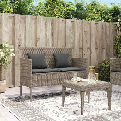 Gray Poly Rattan Patio Storage Bench with Cushion, Outdoor Seat with Waterproof Bag and Gas Spring