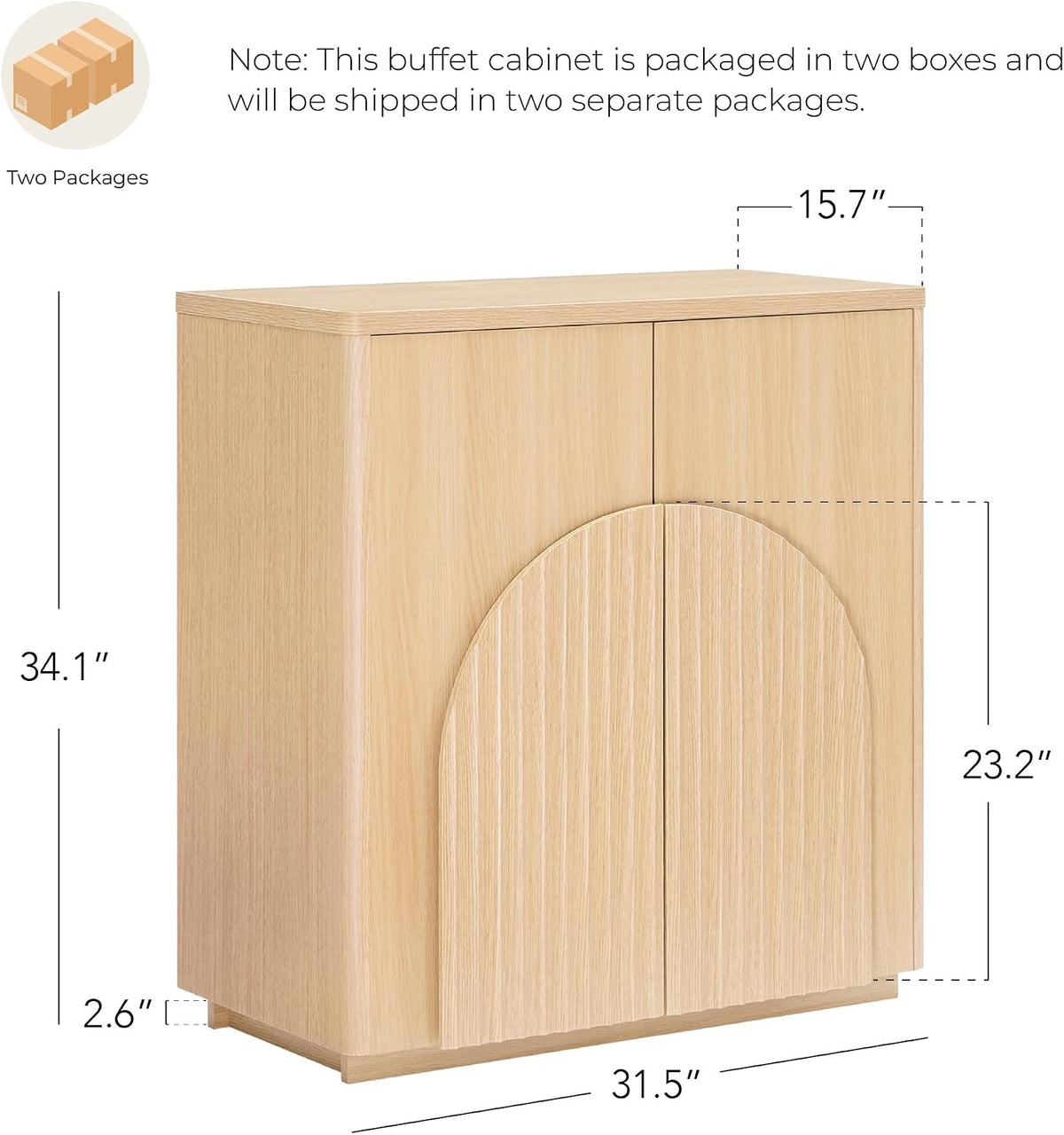 CHITA Sideboard Buffet Cabinet with Storage, Small Storage Cabinet with Doors and Shelves for Living Room Accent, Bar, Kitchen, Oak