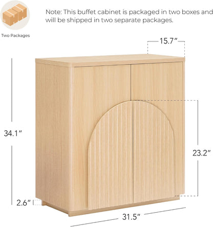 CHITA Sideboard Buffet Cabinet with Storage, Small Storage Cabinet with Doors and Shelves for Living Room Accent, Bar, Kitchen, Oak