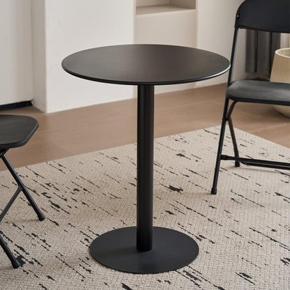 Round Dining Table 24" Circle Tulip Table with Metal Thickened Tabletop & Sturdy Metal Pedestal Mid Century Modern Leisure Bistro Kitchen Tables 2 People Small Places Living Room Cafe,Black