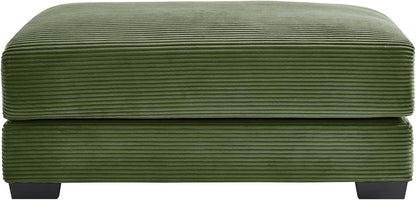 mikibama Corduroy Upholstered Ottoman Bench for Living Room,46" x 33" Sofa Ottomans,Modern Sofa Stool,Serves as Extra Seating Bench in Bedroom,Entryway (Green, Ottoman)