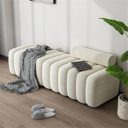 Modern Long Bench with Backrest for Changing Shoes Bedroom Bed end Walk-in Closet Rest Area Entryway(Small)