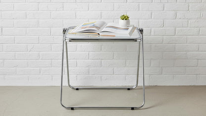 Folding TV Tray Table, Acrylic Foldable Side Desk - No Assembly, Space Saving Tiny Portable Laptop Desk for Small Spaces, Couch, Bedroom, Dorm (Clear)