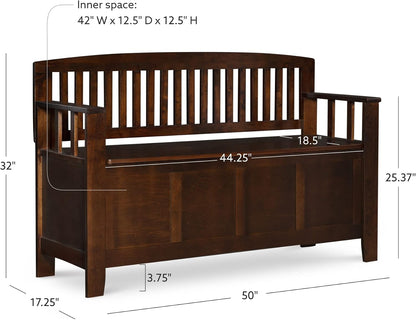 Linon Home Dcor Linon Home Decor Cynthia Storage Bench, 50"w x 17.25"d x 32"h, Walnut