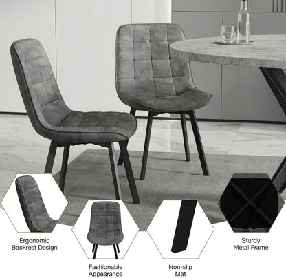 EROMMY Round Dining Table Set for 4, Modern Kitchen Table and Chairs with X-Shaped Table Legs & U-Shaped Thick Cushion, Wooden Dining Room Set for Dining Room Kitchen (Gray Table + 4 Gray Chairs)