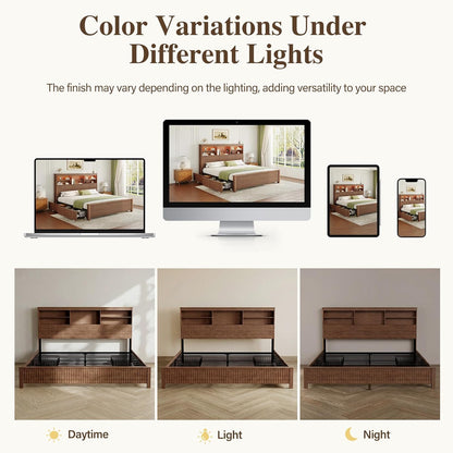 Queen Size Bed Frame with 4 Storage Drawers