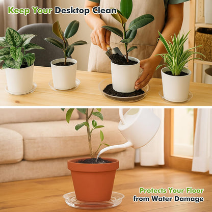 70 Packs 6" Clear Plant Saucers for Indoor Outdoor Use Heavy Duty Plastic Plant Trays for Planter Flower Pot Drip Trays to Catch Water, Bulk 4 to 20 Inch, Round Transparent