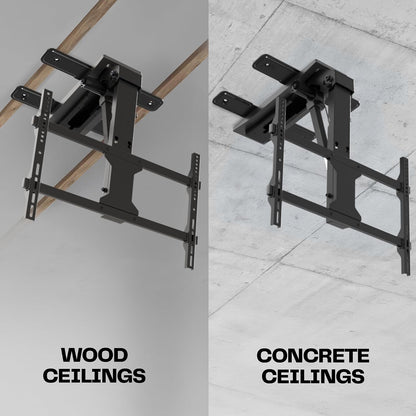 VIVO Black Electric Ceiling TV Mount for 37 to 70 in Screens, MOUNT-E-FD75C | Large Motorized Flip Down TV Mount, Pitched Roof VESA Mount, Heavy Duty Steel, App and Voice Control, Holds 99 lbs