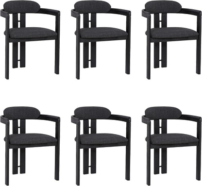 Armen Living Jazmin Contemporary Dining Chair in Black Brushed Wood Finish and Charcoal Fabric - Set of 6
