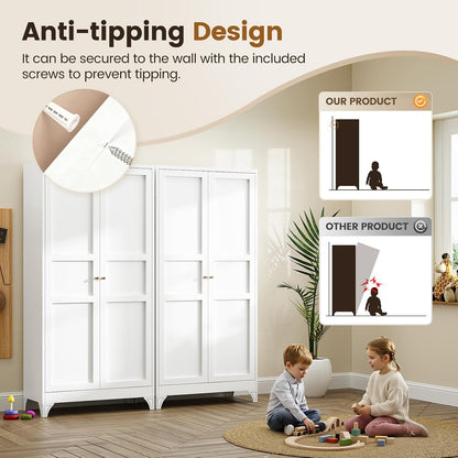 Yizosh Metal Storage Cabinet Kitchen Pantry Cabinet 4 Adjustable Shelves Kitchen Pantry Cabinet for Livingroom Pantry Bathroom Kitchen 75.6" H x 35.4" W x 17.7" D White