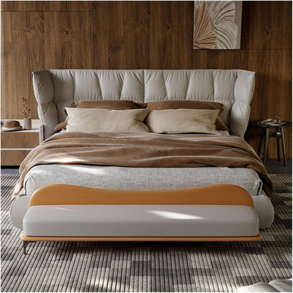 Modern End of Bed Bench, Leather Long, Modern Upholstered Bedroom for Living Room Foyer Indoor Entryway Entryway(Orange,180 * 45 * 55cm)